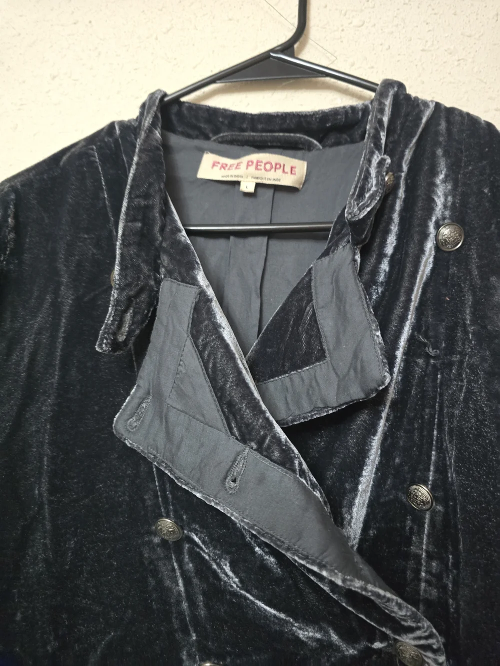 Velvet Military-Inspired Black Women's Jacket